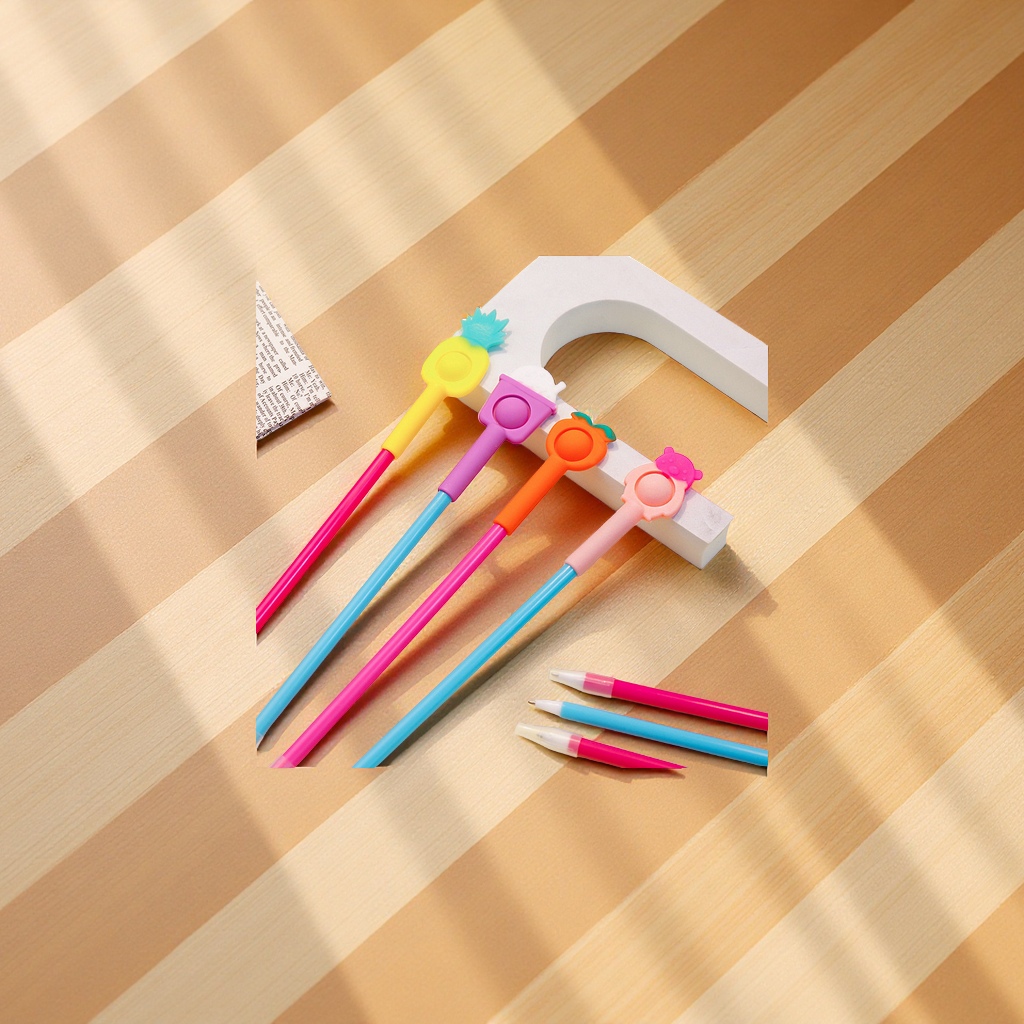 Fruit-themed silicone bubble pens, children's stress-relieving pens, 0.5mm black gel pens, wholesale and in stock, event gifts Application Scenario
