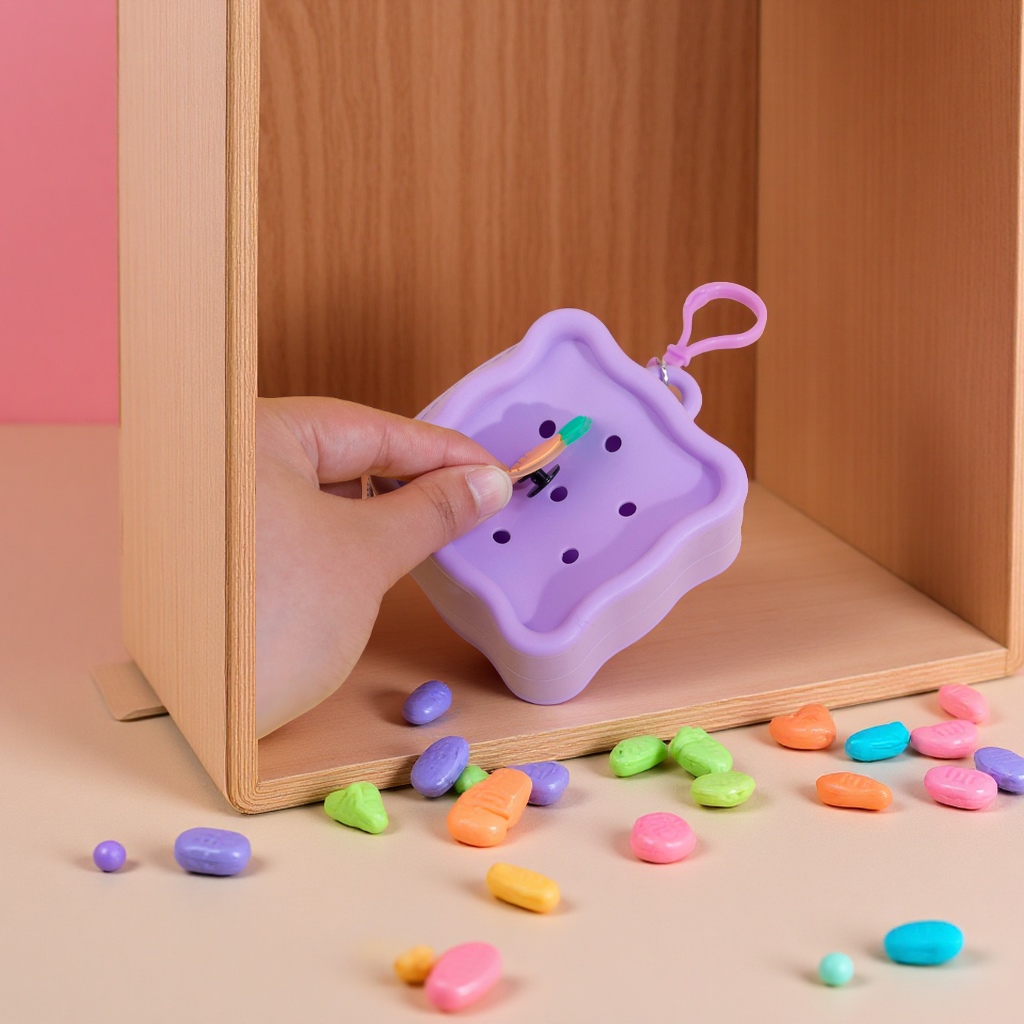 DIY candy wavy square silicone coin purse, cute children's mini storage bag, educational toy small square bag details Picture