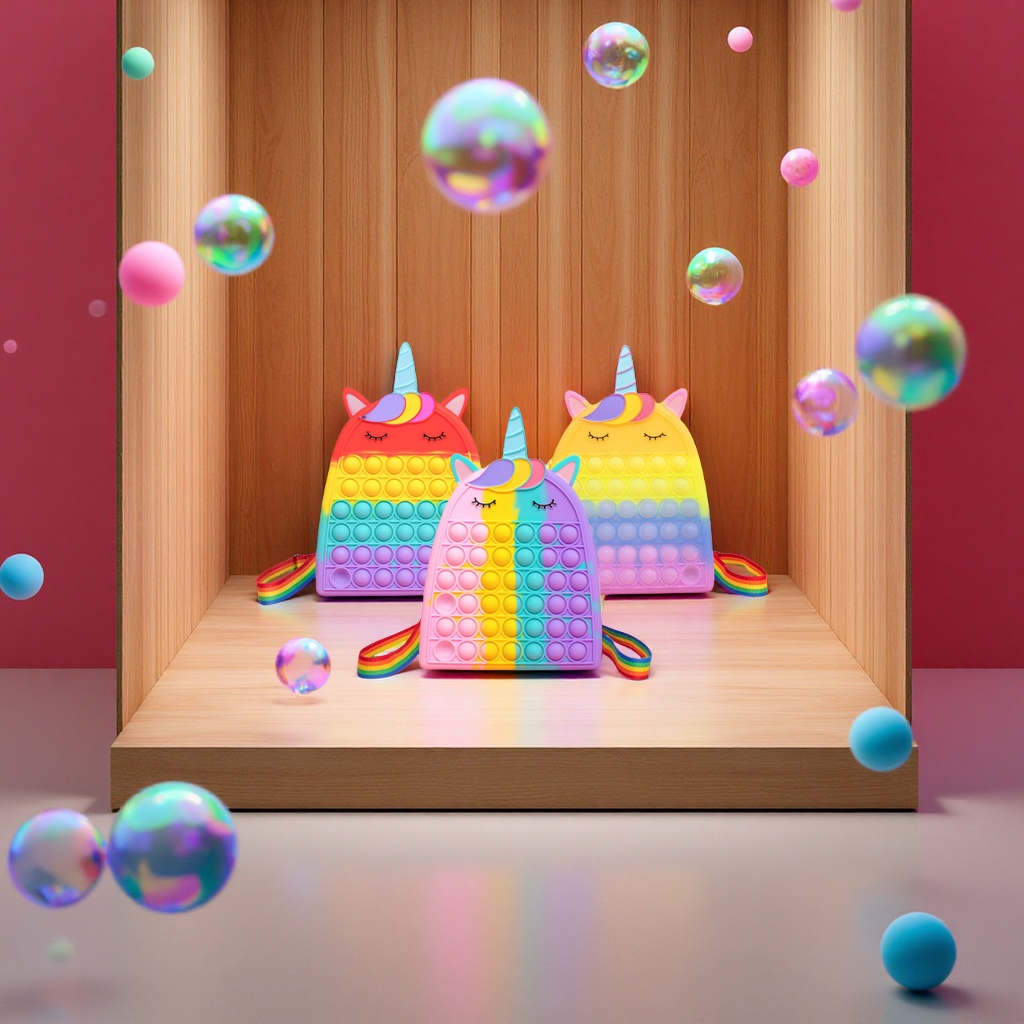 Rat Extermination Pioneer Multi-functional Unicorn Backpack, Silicone schoolbag, pressure-relieving bubble storage, Press and Play educational toys