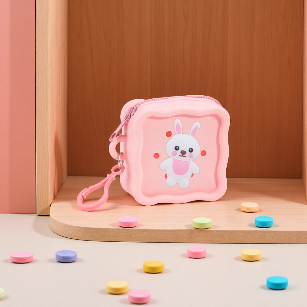 DIY candy wavy square silicone coin purse, cute children's mini storage bag, educational toy small square bag Item Picture
