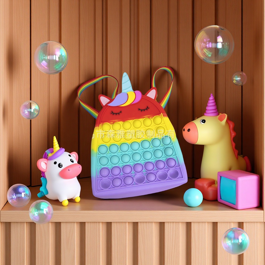 Rat Extermination Pioneer Multi-functional Unicorn Backpack, Silicone schoolbag, pressure-relieving bubble storage, Press and Play educational toys Item Picture