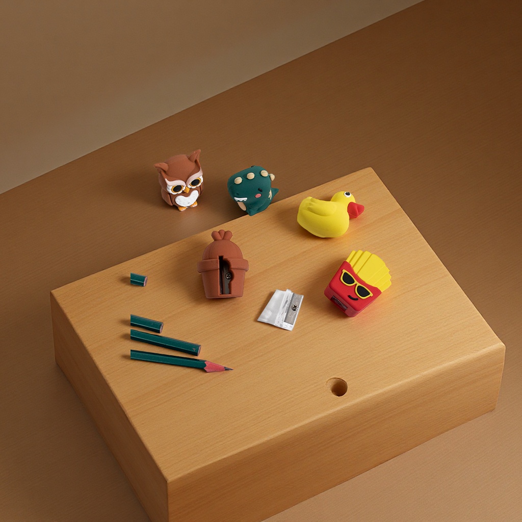 Creative cartoon dinosaur manual pencil sharpener, student pen sharpener, PVC soft rubber, stainless steel in stock, multiple colors, cute details Picture