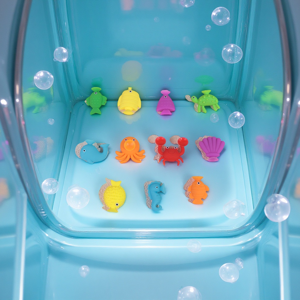 New Ocean series stress-relieving suction cup toys, creative children's stress-relieving toys for baby baths, fun to suck details Picture