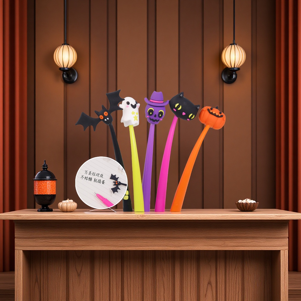 Holiday Series Swinging pens, Halloween children's signature pens, cute Q-style bat-shaped writing pens, stationery gifts wholesale