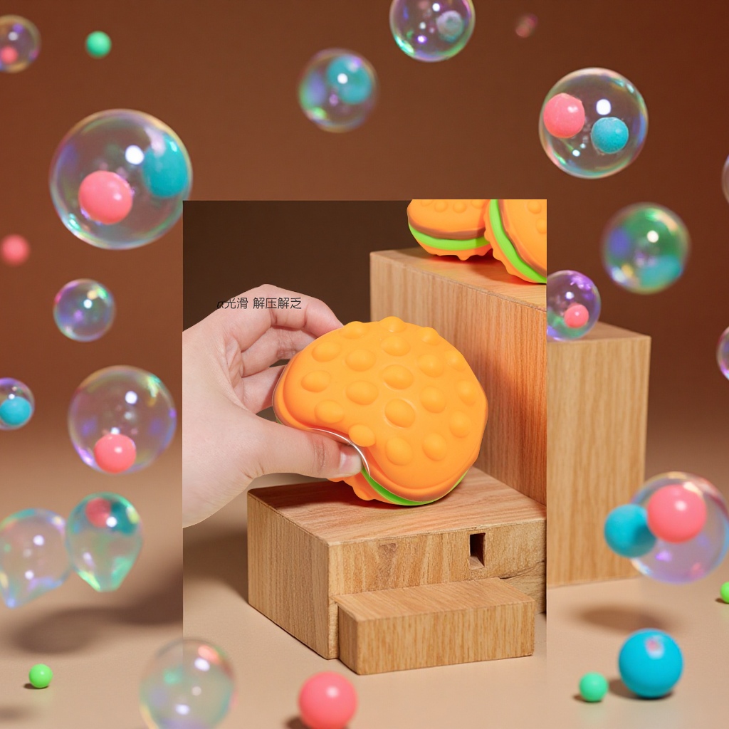 Rat Killer Pioneer Silicone Ball Children's 3D Stress-relieving Press Bubble Hamburger Pinching Fun Toys Wholesale Stress-relieving toys details Picture