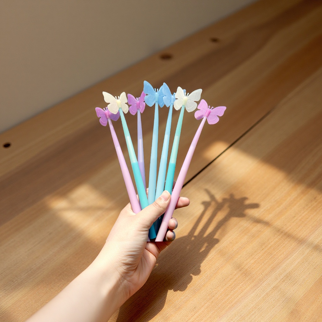 创意硅胶蝴蝶变色笔儿童签字笔黑色笔芯写字用品批发