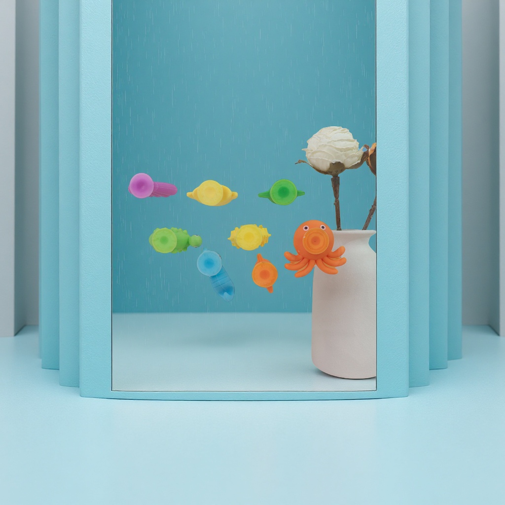 New Ocean series stress-relieving suction cup toys, creative children's stress-relieving toys for baby baths, fun to suck Specification image