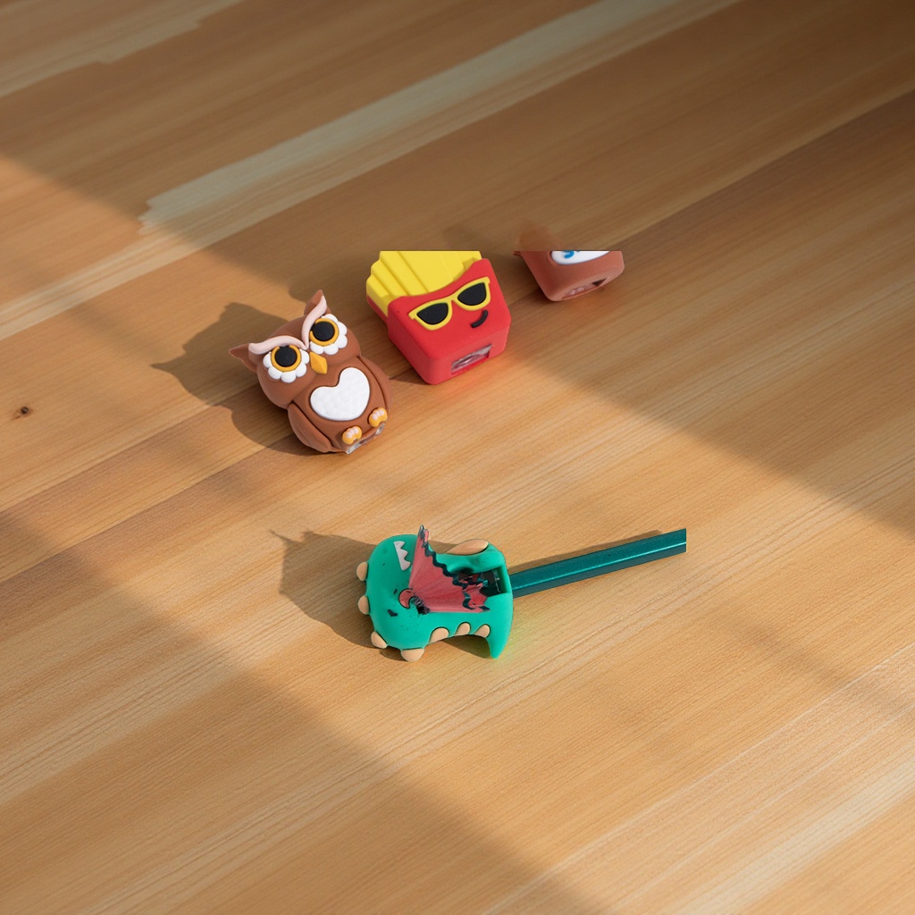 Creative cartoon dinosaur manual pencil sharpener, student pen sharpener, PVC soft rubber, stainless steel in stock, multiple colors, cute Application Scenario