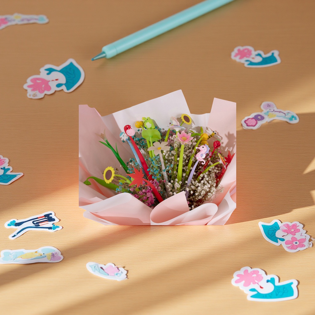 Cute cartoon stress-relieving gel pens, student creative stationery, silicone swing pens, stress-relieving pens wholesale