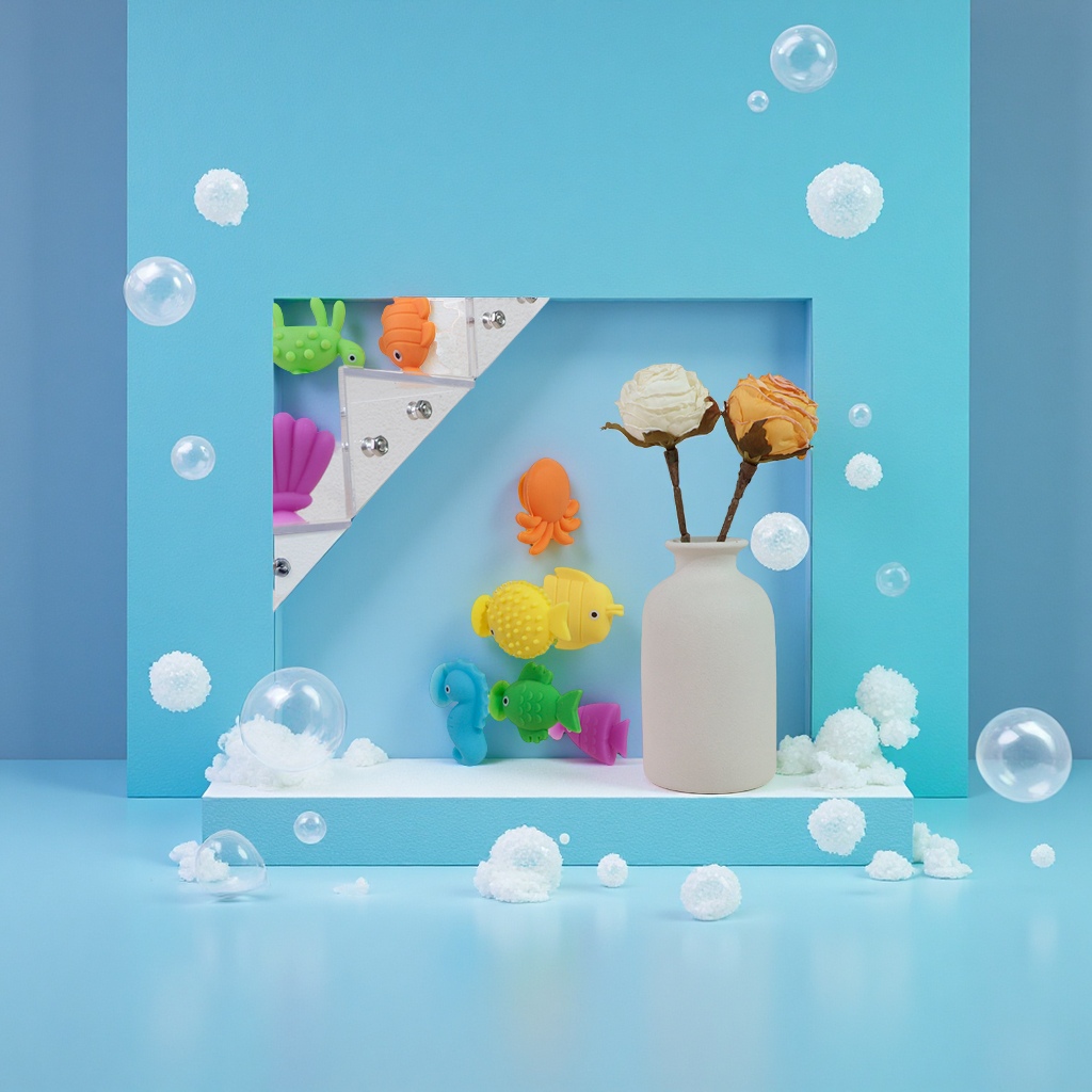 New Ocean series stress-relieving suction cup toys, creative children's stress-relieving toys for baby baths, fun to suck Application Scenario