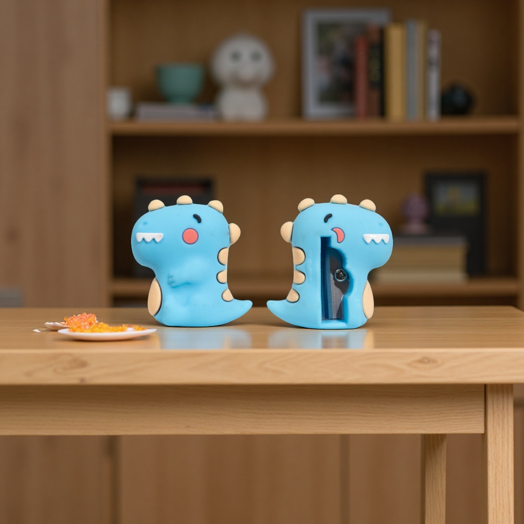 Creative cartoon dinosaur manual pencil sharpener, student pen sharpener, PVC soft rubber, stainless steel in stock, multiple colors, cute Item Picture