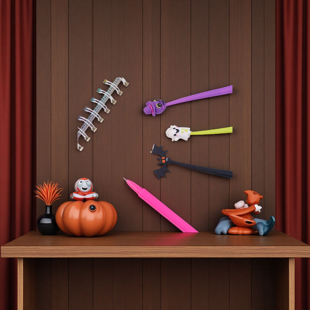 Holiday Series Swinging pens, Halloween children's signature pens, cute Q-style bat-shaped writing pens, stationery gifts wholesale Specification image