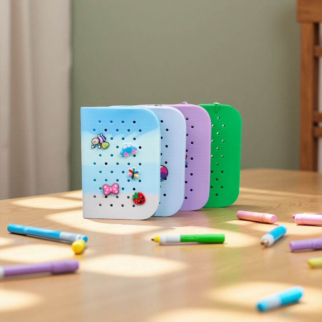 新款洞洞笔袋创意硅胶便携大容量文具收纳DIY可爱铅笔盒批发详情图5