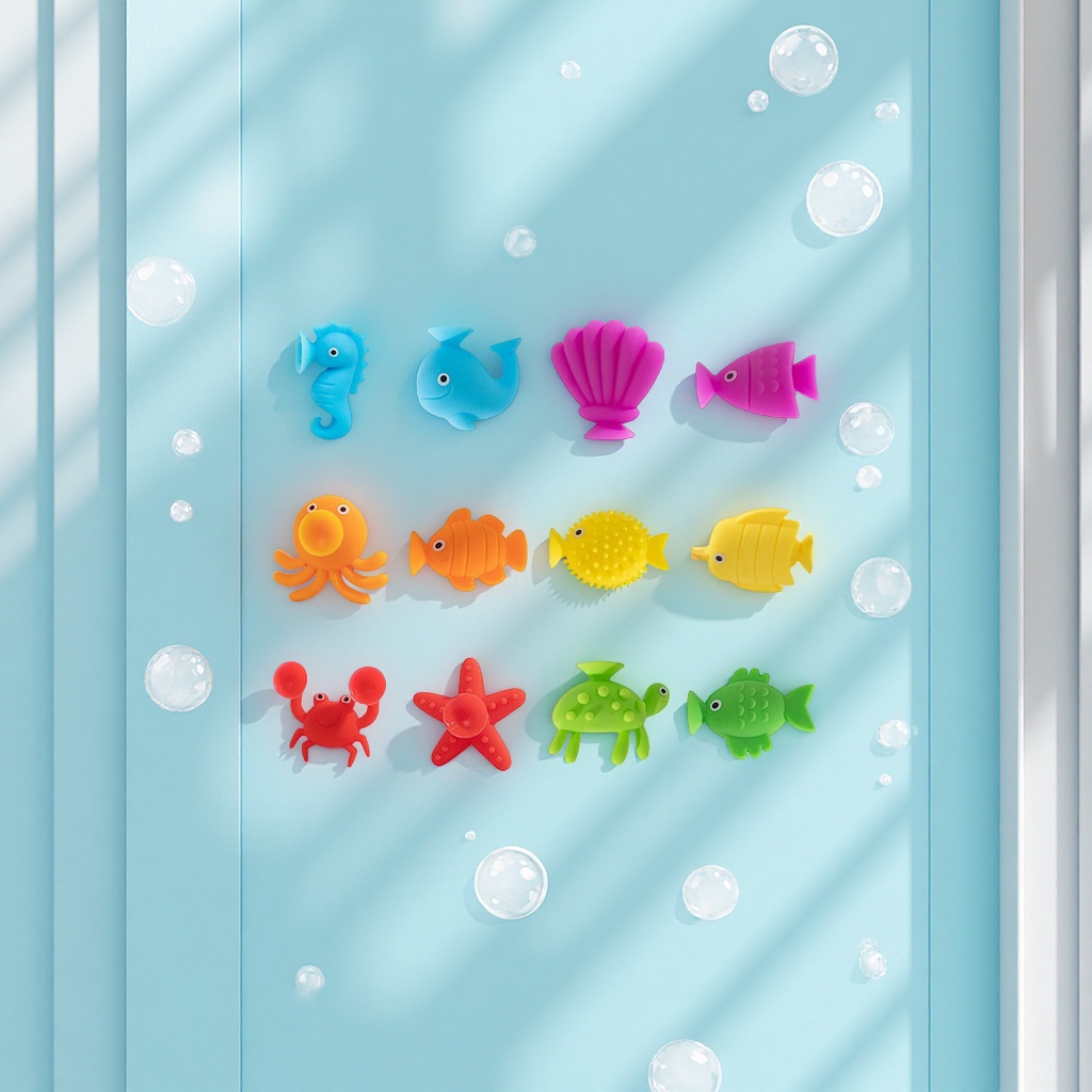 New Ocean series stress-relieving suction cup toys, creative children's stress-relieving toys for baby baths, fun to suck Item Picture