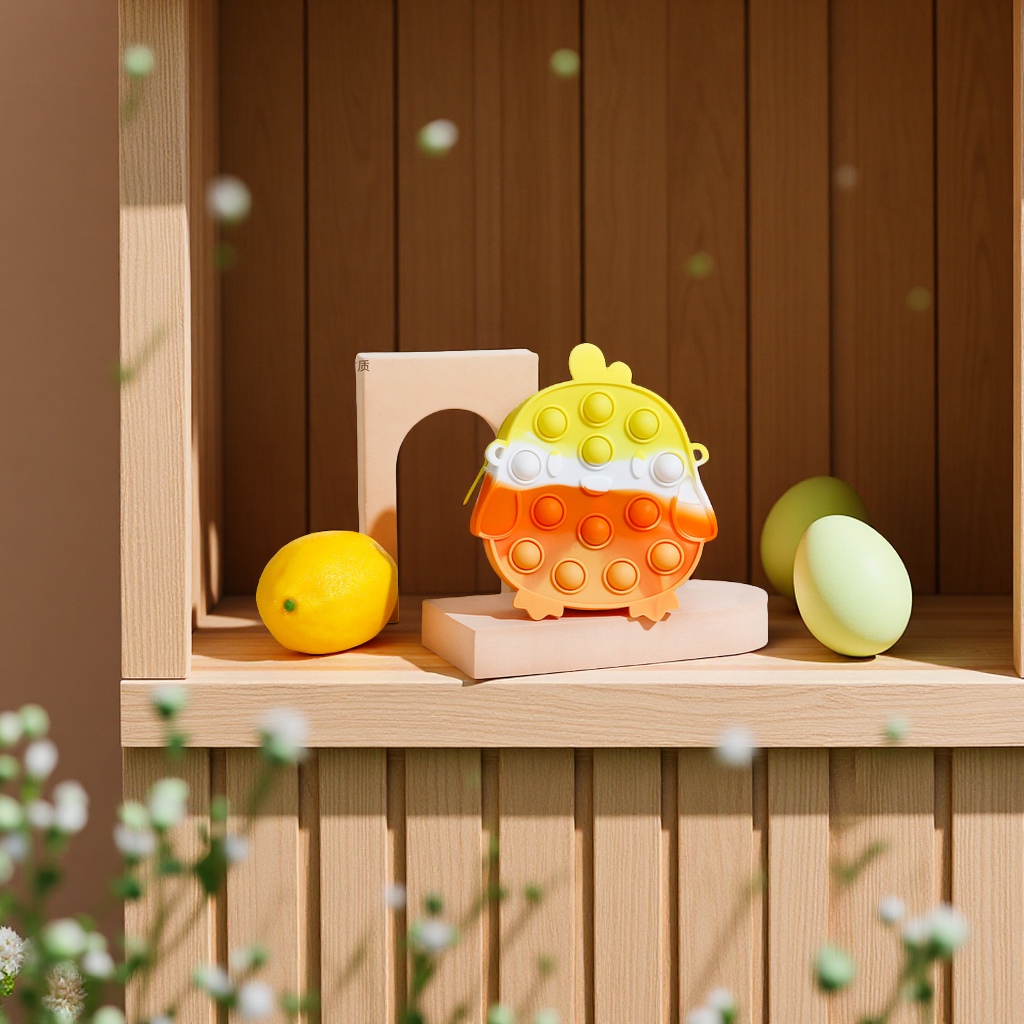 TIKTOK's new silicone cartoon children's single-shoulder crossbody bag in the shape of Easter chicks, a pressure-relieving toy, and a fun rat-killing casual bag