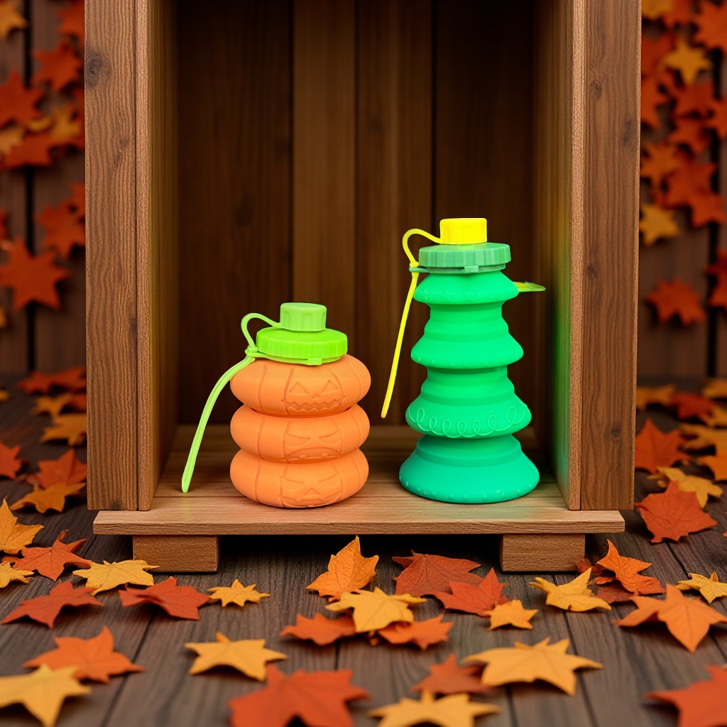 跨境新款节日南瓜水杯大容量便携登山运动水壶万圣节圣诞树款成人适用