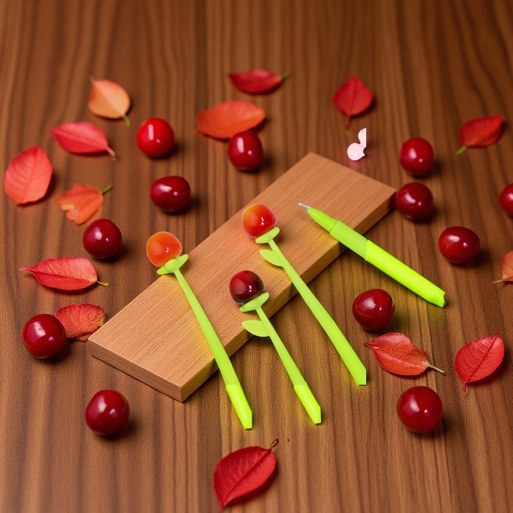 Wholesale cherry-shaped stationery products, including creative cherry silicone swing pens, children's signature pens and handwriting pens Application Scenario