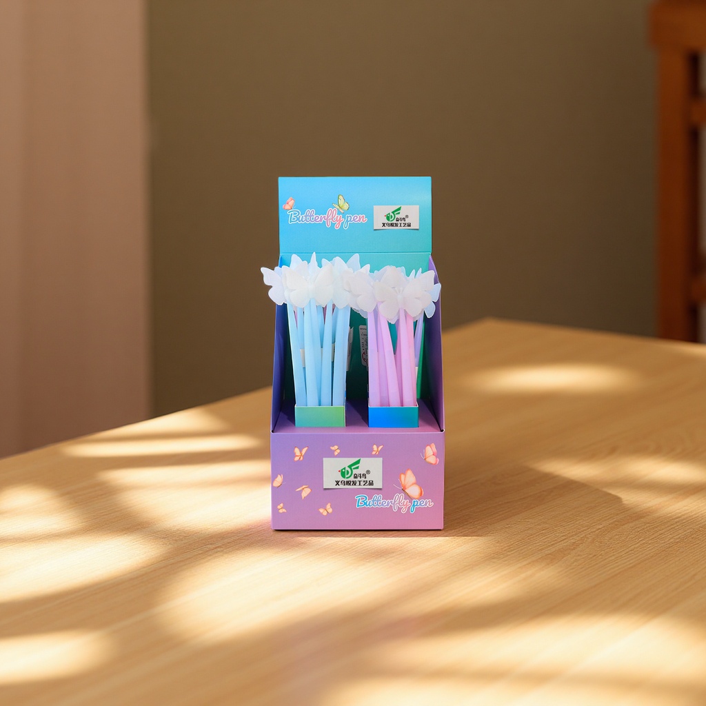 Wholesale of creative silicone butterfly-shaped color-changing pens, children's signature pens, and black pen refills for writing supplies Item Picture