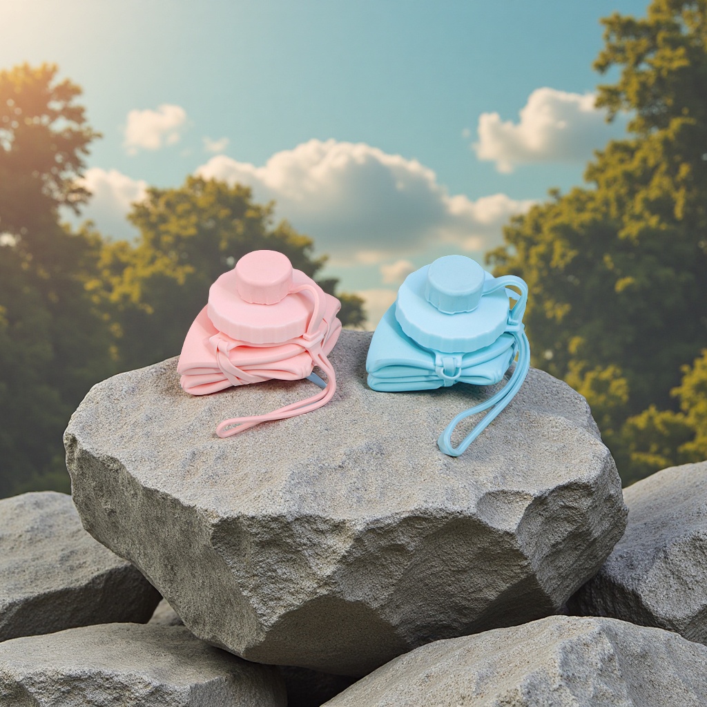 Amazon's new food-grade silicone water cup, a portable and retractable mountaineering water bottle that doesn't take up much space, is a multi-functional and pressure-relieving bagged water cup details Picture