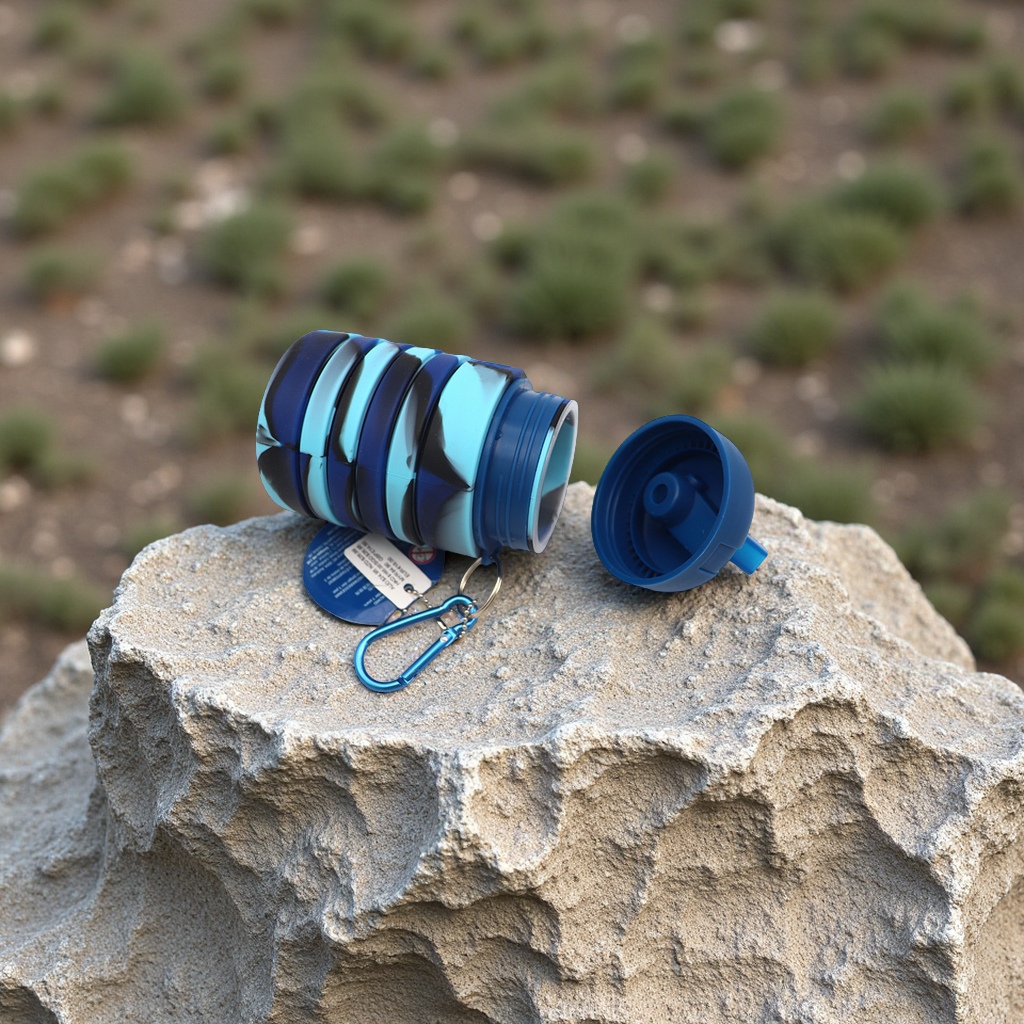 smiggle's portable folding water cup, sports water bottle, creative telescopic outdoor silicone camouflage hand cup, multi-functional portable outdoor products Specification image