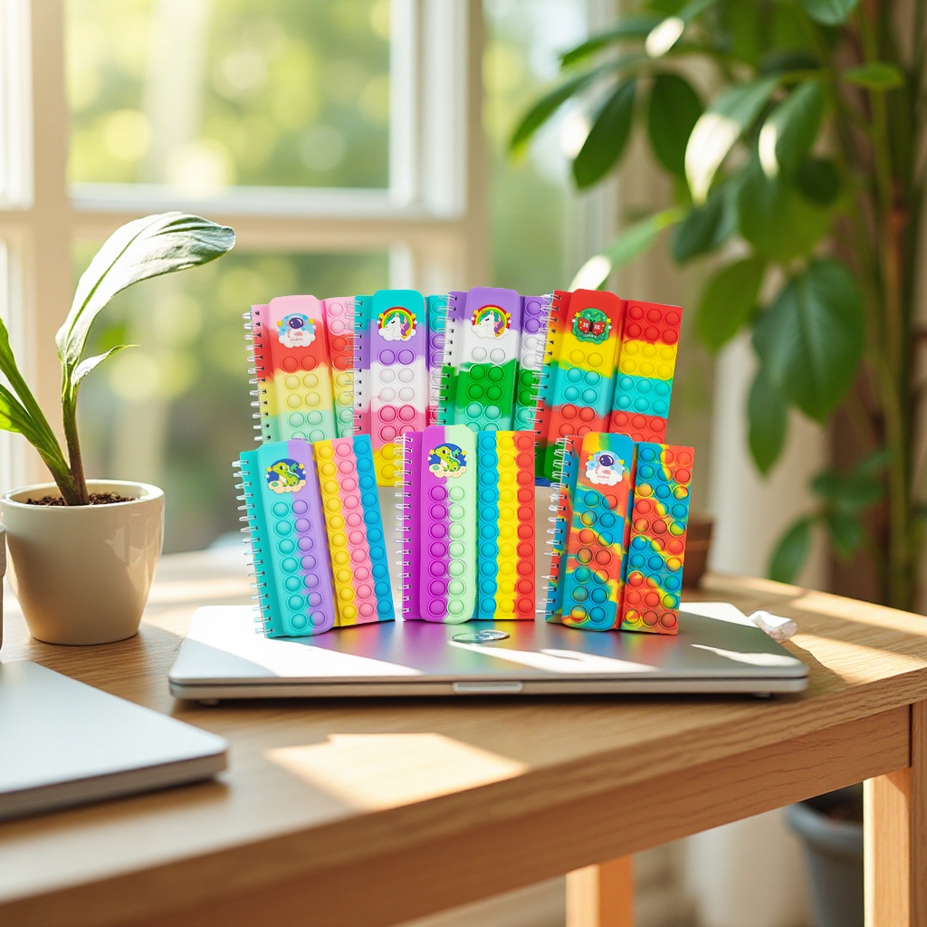 New rat-killing notebook, dinosaur Unicorn 2-in-1 pen case, stress-relieving Press and Play notebook, student creative stationery