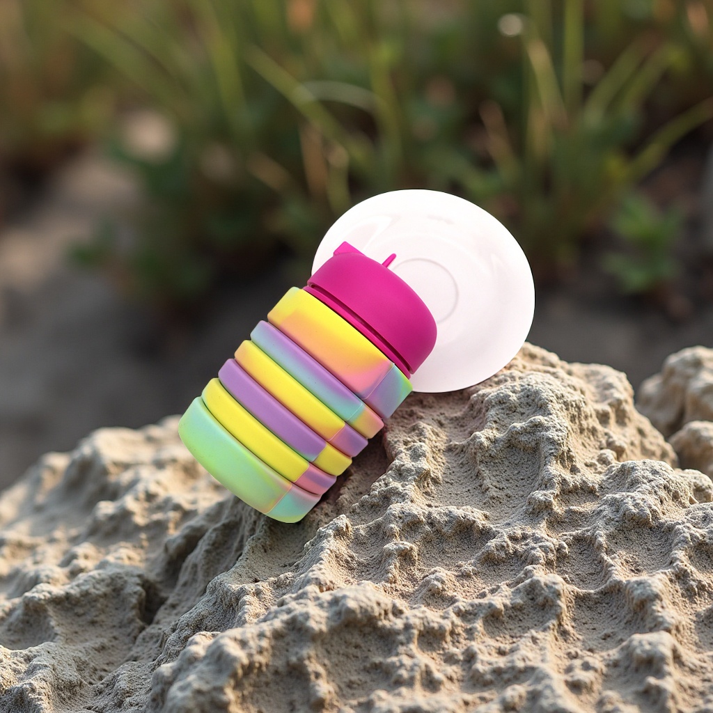 smiggle's portable folding water cup, sports water bottle, creative telescopic outdoor silicone camouflage hand cup, multi-functional portable outdoor products Application Scenario