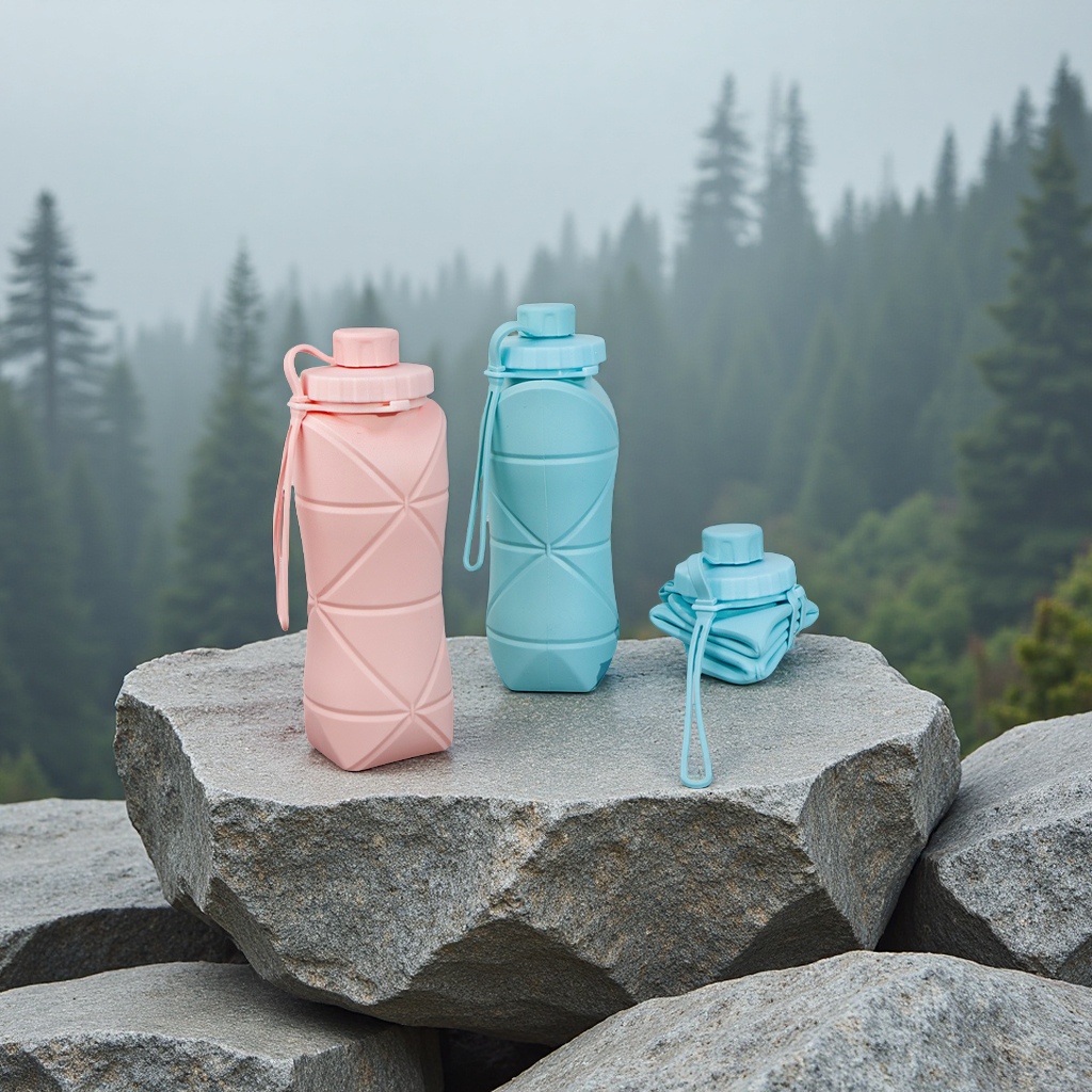 Amazon's new food-grade silicone water cup, a portable and retractable mountaineering water bottle that doesn't take up much space, is a multi-functional and pressure-relieving bagged water cup Specification image