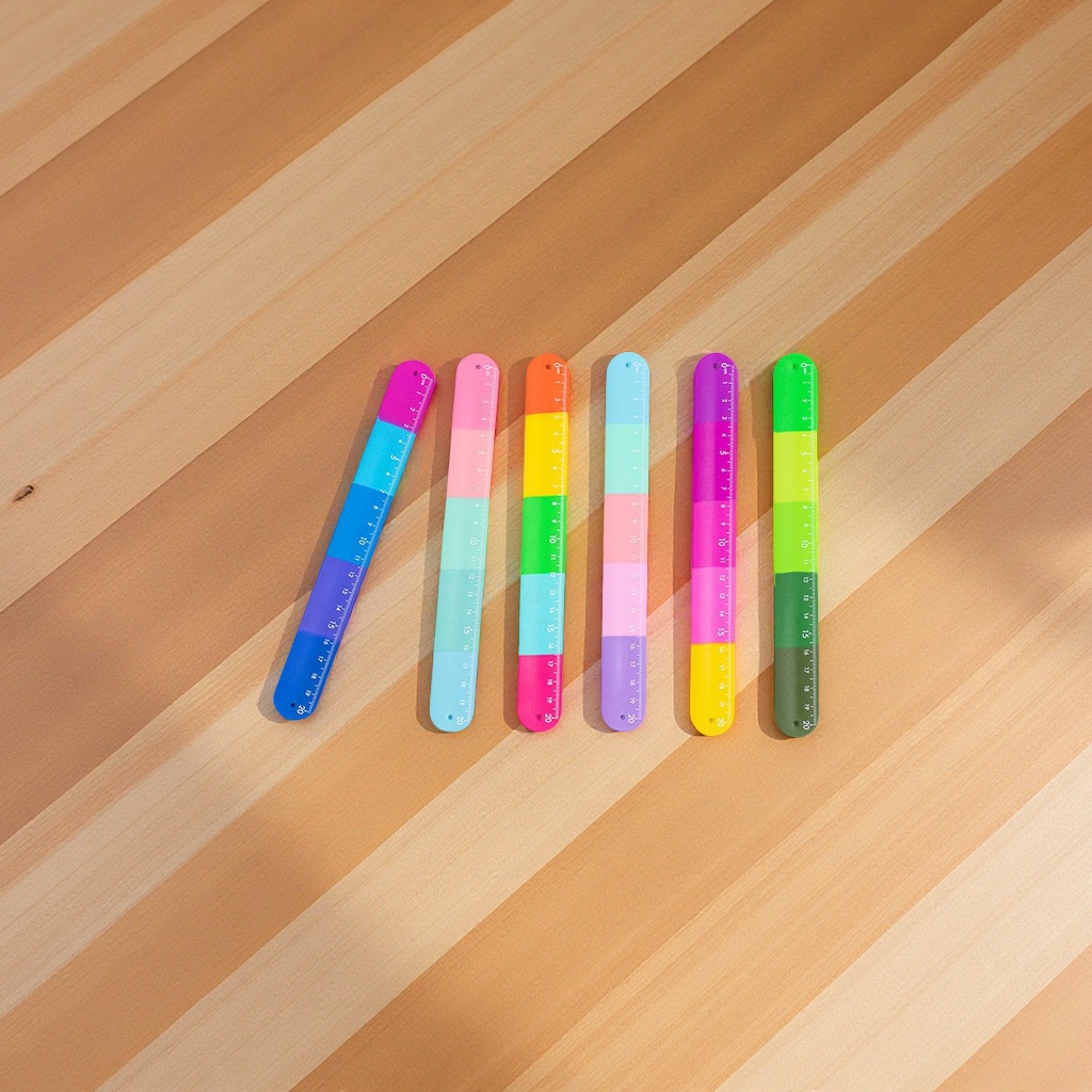 New silicone student ruler portable bag bracelet, papapapa ring, macaron-colored children's jewelry wholesale factory style details Picture