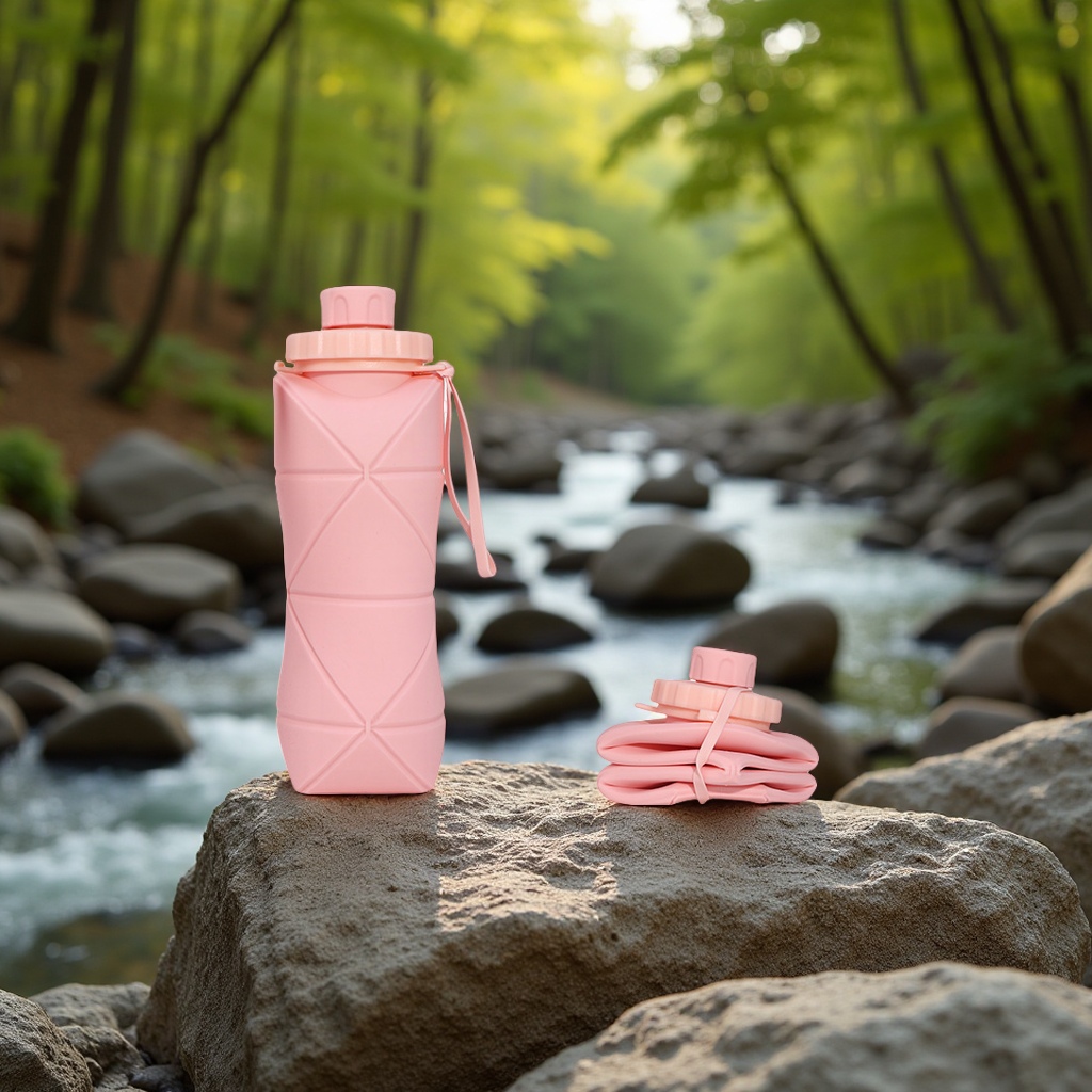 Amazon's new food-grade silicone water cup, a portable and retractable mountaineering water bottle that doesn't take up much space, is a multi-functional and pressure-relieving bagged water cup Item Picture
