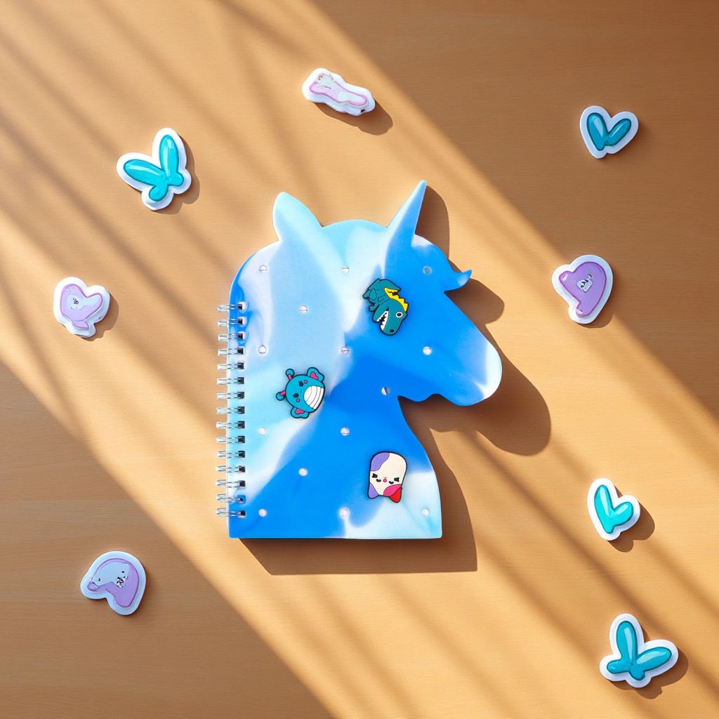 Creative cartoon unicorn, DIY silicone hole cover, practical student loose-leaf notebook, notepad, loose-leaf core Item Picture