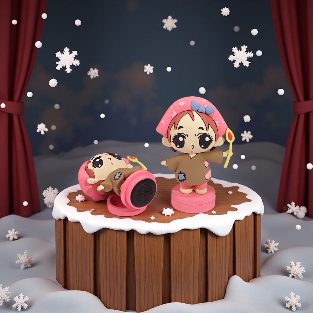 安徒生童话系列火柴女孩大号3D立体卡通印章批发创意印章收藏玩具