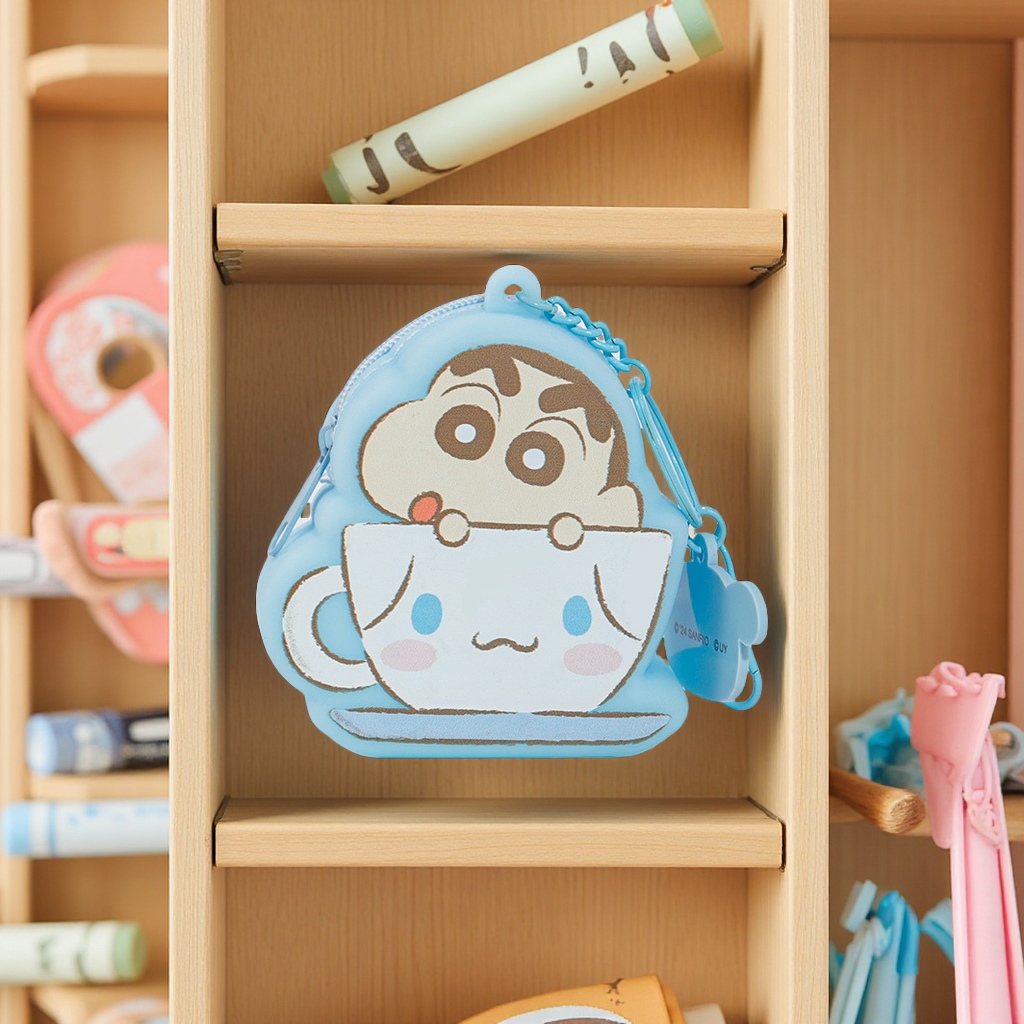 Japanese-style anime Crayon Shin-chan silicone mini coin purse earphone storage bag, creative versatile accessory, in stock portable coin bag details Picture