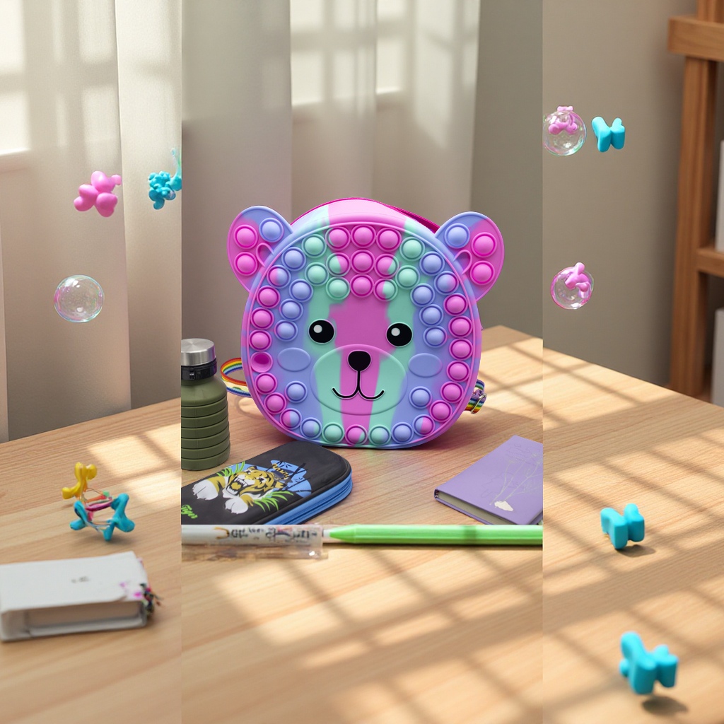New cross-border multi-functional rat-killing pioneer backpack, silicone stationery bag, Bubble Fun stress-relieving storage bag, educational toys details Picture