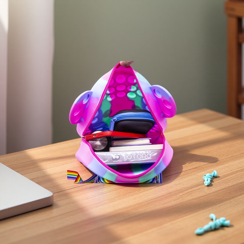 New cross-border multi-functional rat-killing pioneer backpack, silicone stationery bag, Bubble Fun stress-relieving storage bag, educational toys Specification image