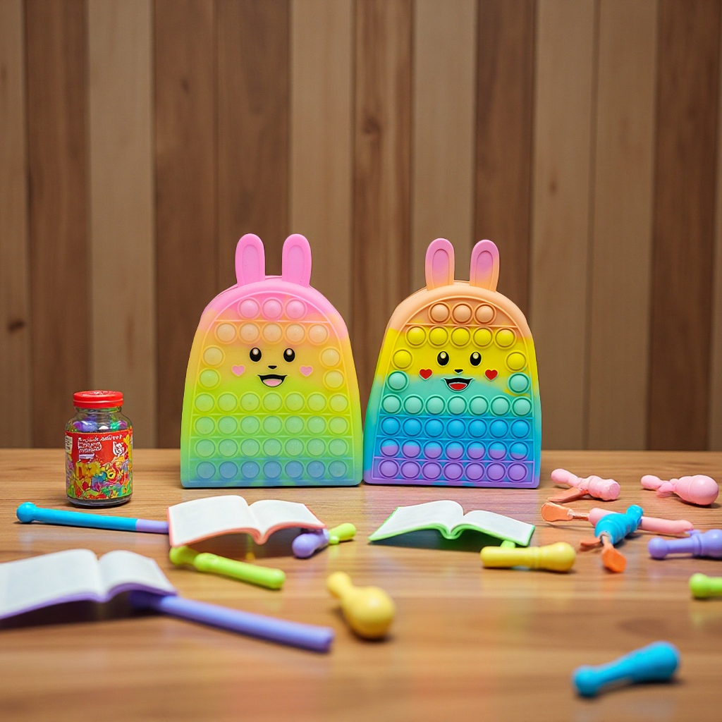 New cross-border multi-functional rat-killing pioneer backpack, silicone stationery bag, Bubble Fun stress-relieving storage bag, educational toys Application Scenario