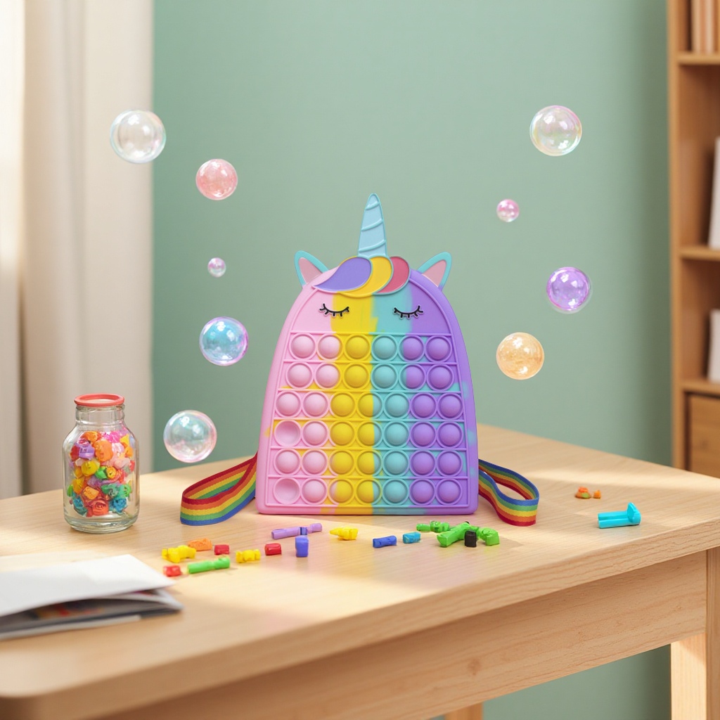 New cross-border multi-functional rat-killing pioneer backpack, silicone stationery bag, Bubble Fun stress-relieving storage bag, educational toys Item Picture