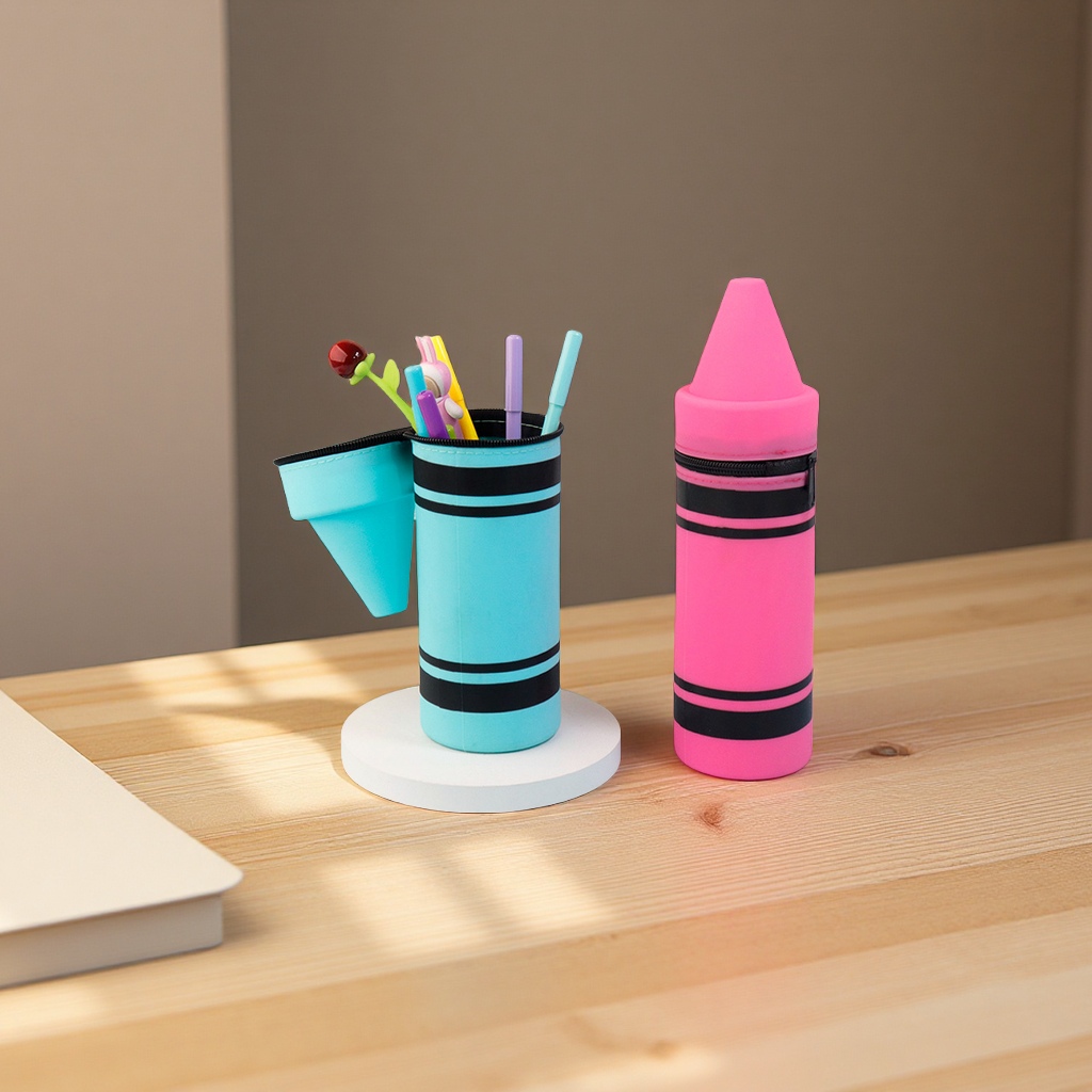 多色撞色硅胶笔袋简约防摔通用铅笔收纳笔筒减压笔袋学生办公用品