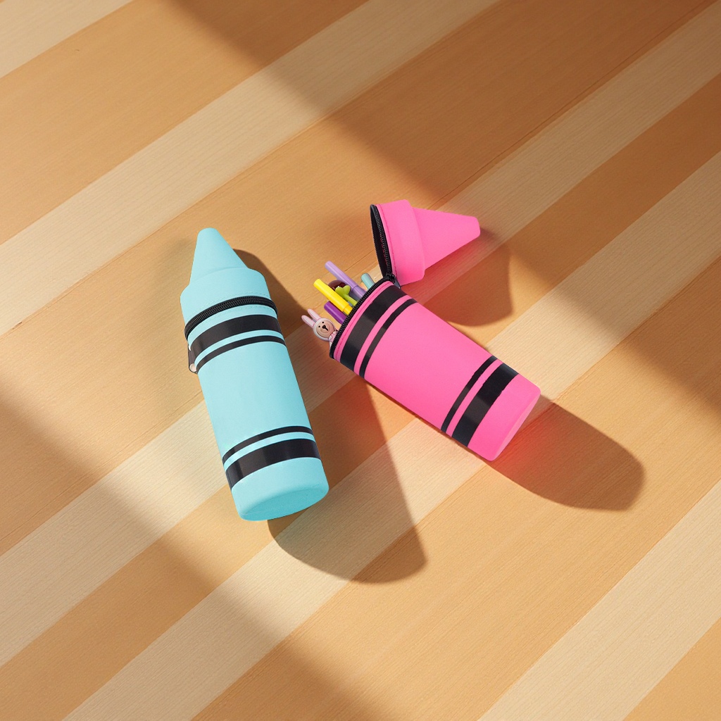 Multi-color contrasting silicone pen case, simple and shockproof universal pencil storage holder, pressure-reducing pen case, student office supplies details Picture