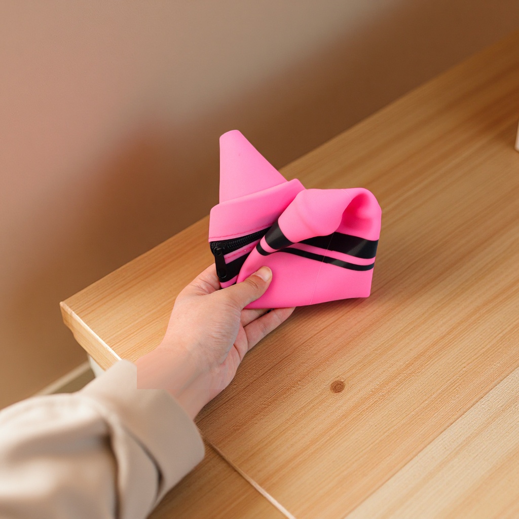 Multi-color contrasting silicone pen case, simple and shockproof universal pencil storage holder, pressure-reducing pen case, student office supplies Specification image