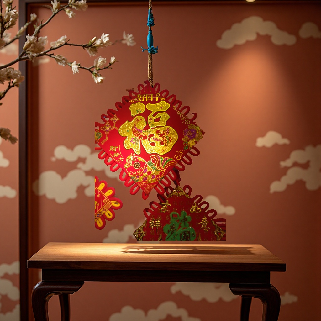 Nudo chino eslabón nudo borla plástico chapado en oro artesanía decoraciones nudo chino borla espiga artículos de regalo Application Scenario