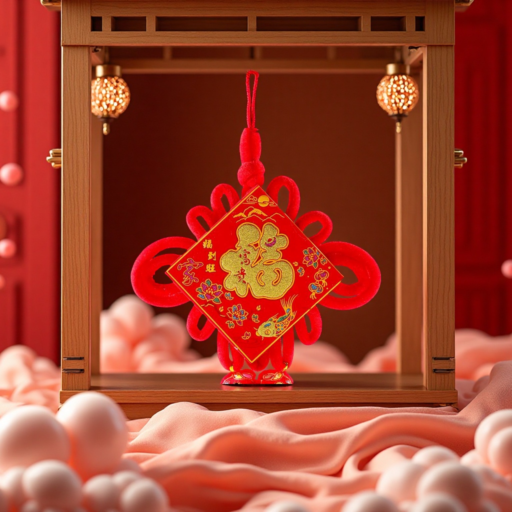 Chinese knot, ten-thousand-character knot, tassel, plastic, gilded handicrafts, decorative pendants, Chinese knot tassel tassel ornaments Specification image