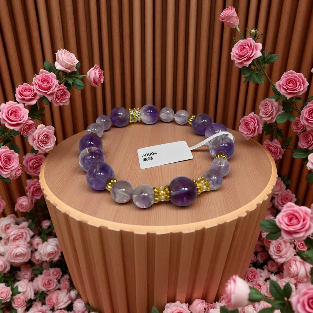 紫晶粉晶彩发晶草莓晶黄塔晶红胶花多彩水晶饰品手链项链配饰礼物