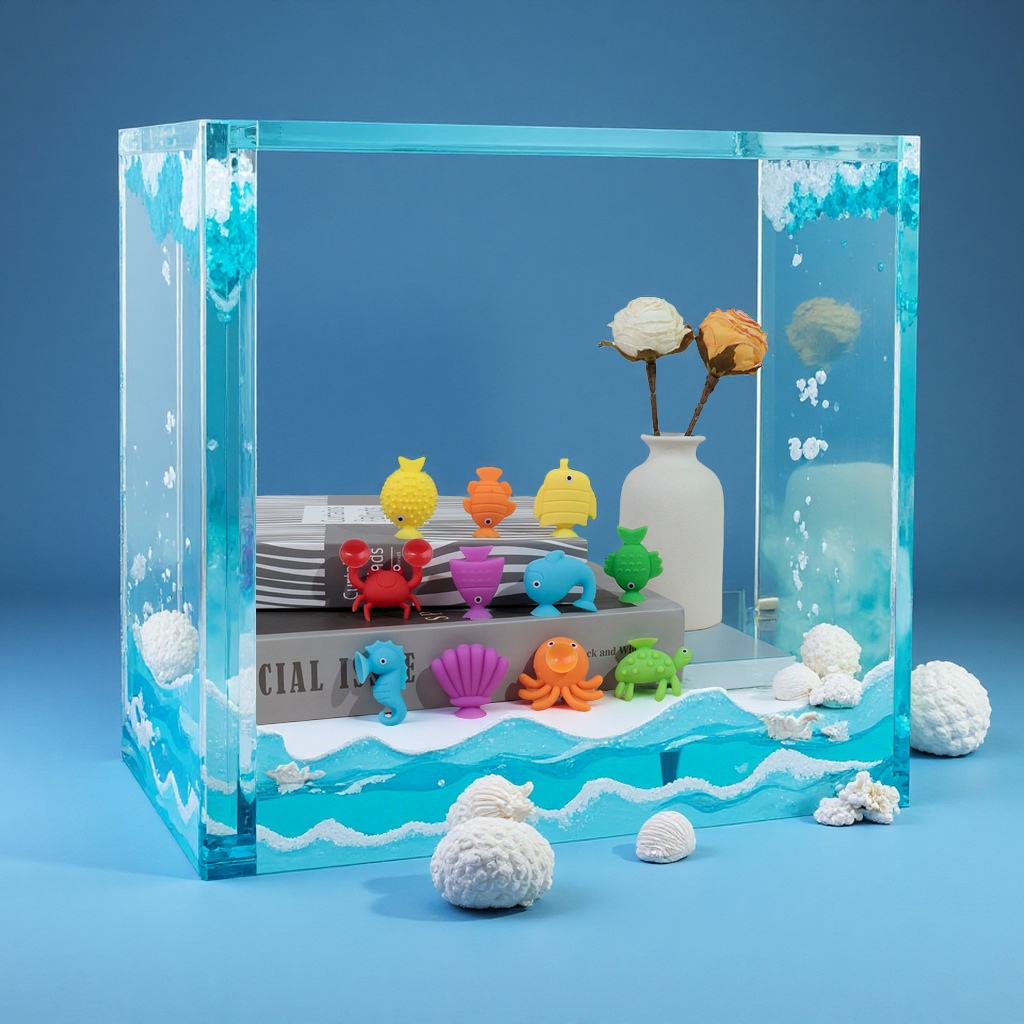 Cross-border best-selling silicone Marine animal suction cup toys, creative and cute children's stress-relieving and educational suction fun toys Specification image