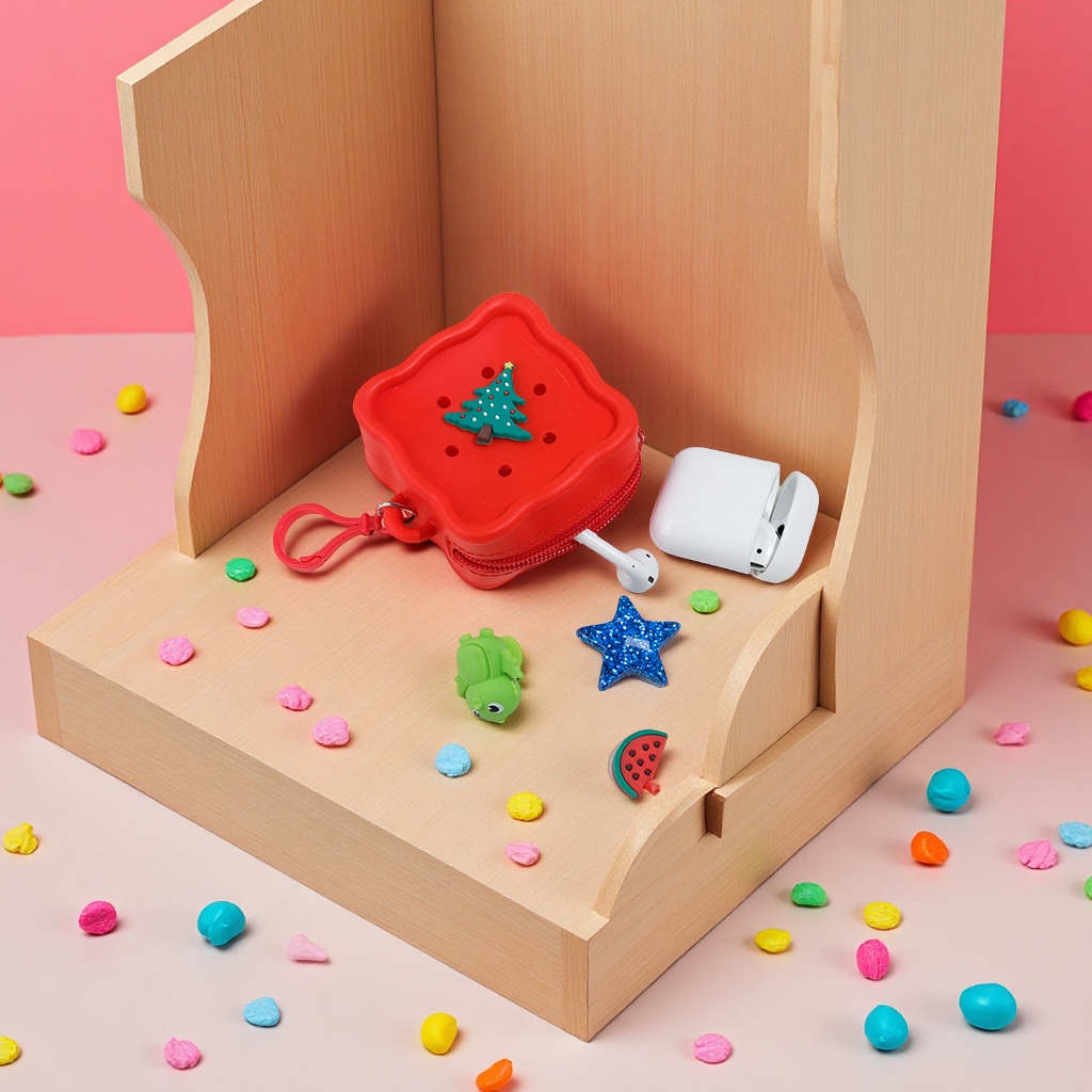Candy square DIY hole coin purse, cute children's mini square bag, headphones, data cable, coin storage case Application Scenario