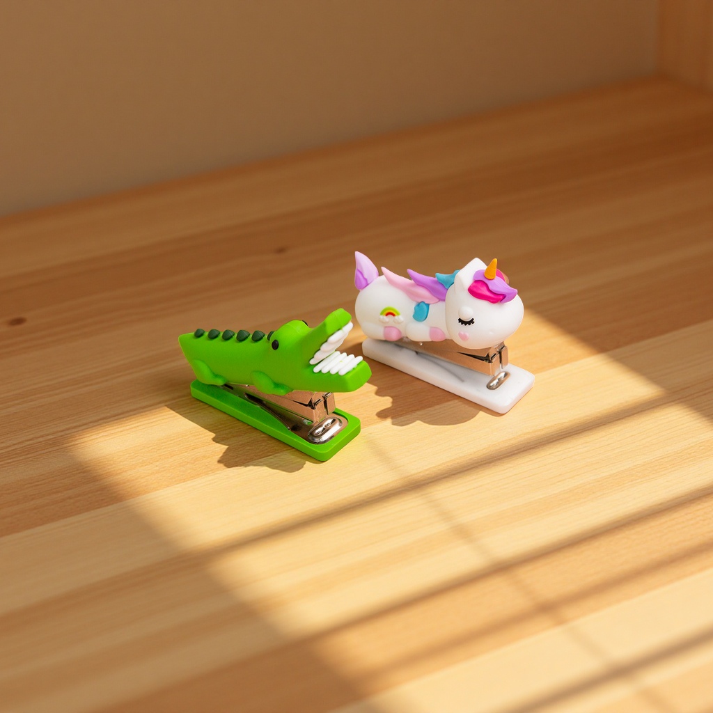 Creative mini cartoon portable stapler, student office binding device, labor-saving small wholesale stapler details Picture