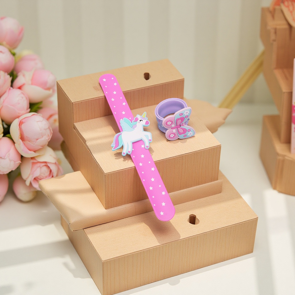 Silicone cartoon papa ring children's pat wristband Cute unicorn dinosaur export stock bracelet creative details Picture
