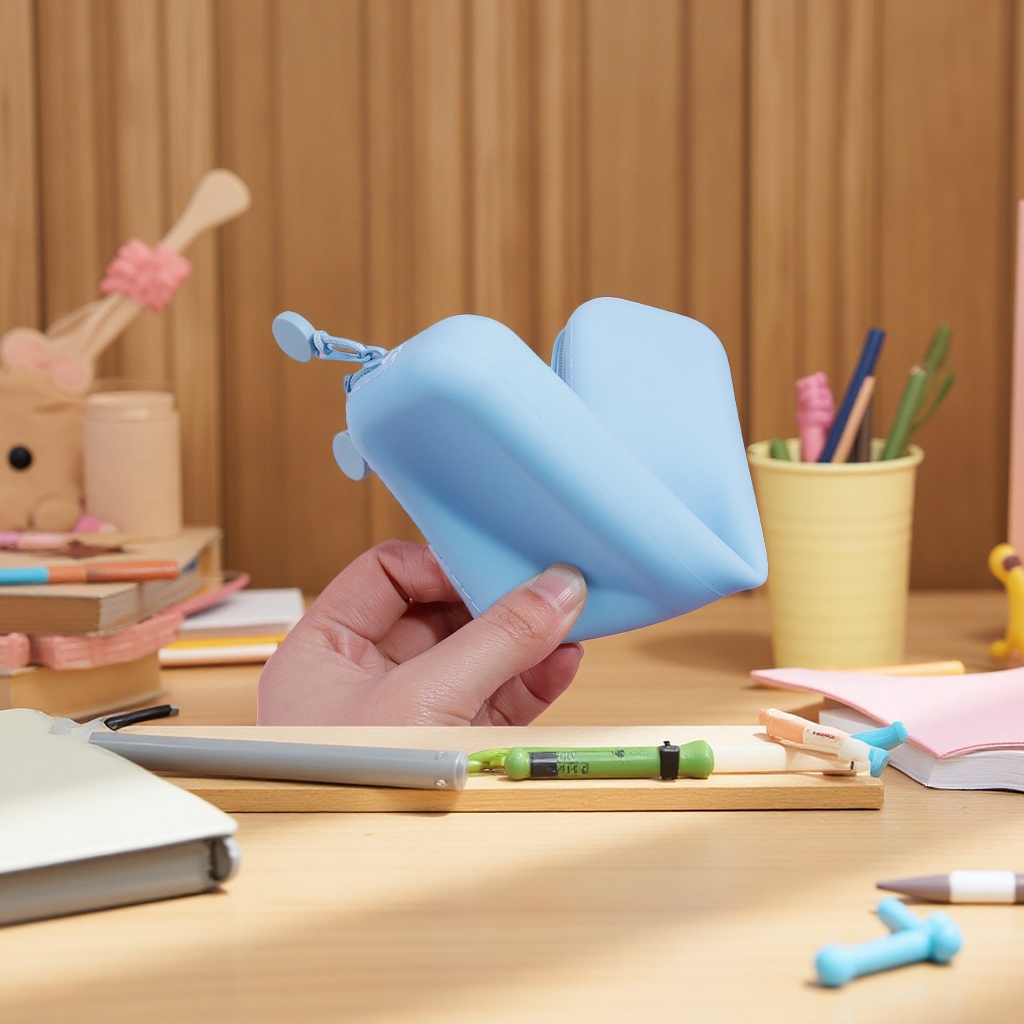 Sanrio series silicone pen case, Melody Cinnamon Dog cartoon stationery box, rectangular student storage bag, portable pen case Specification image