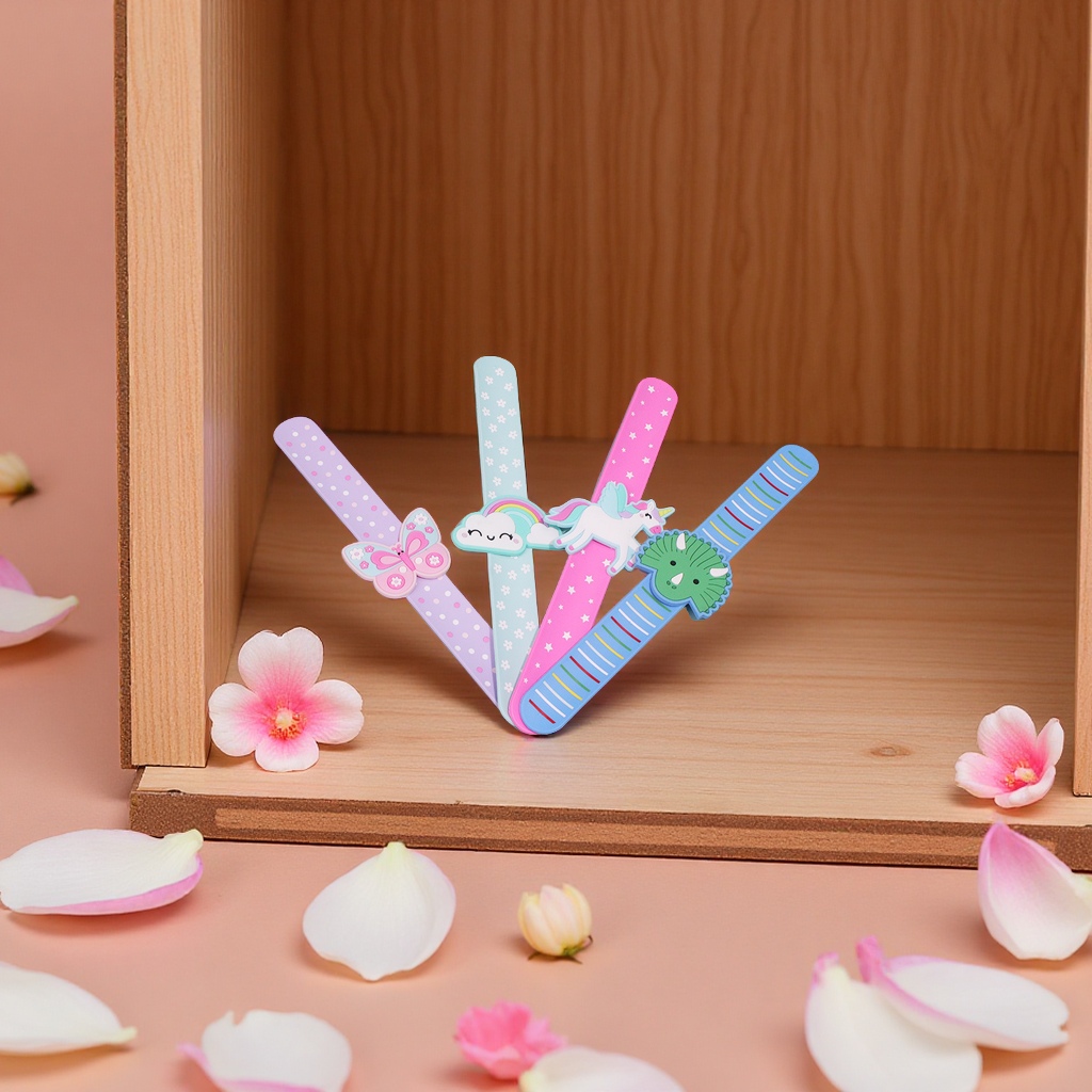 Silicone cartoon papa ring children's pat wristband Cute unicorn dinosaur export stock bracelet creative Specification image