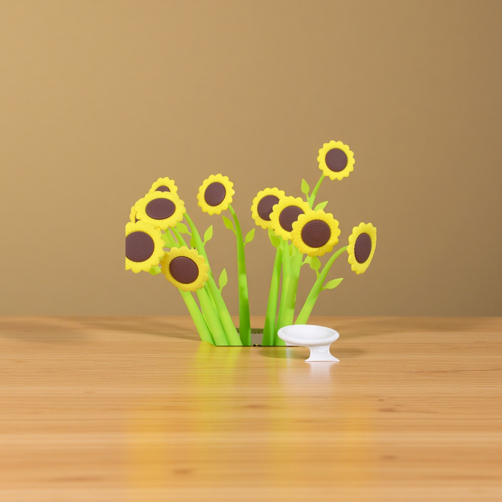 Creative sunflower silicone gel pen, swinging cute, stress-relieving gel pen, student stationery, swinging for stress relief, exquisite
