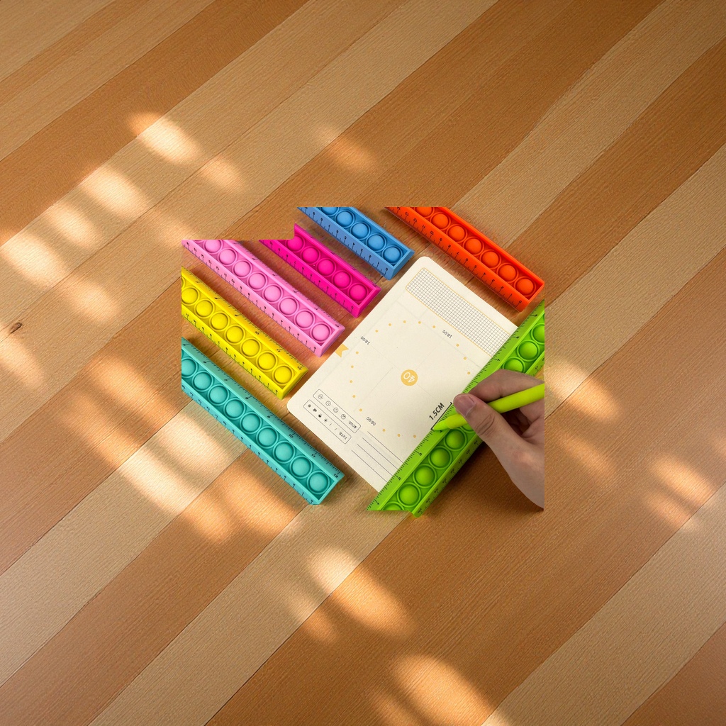 Mouse-killing press ruler silicone folding ruler, creative stationery set for relieving stress during breaks, stress-relieving toys